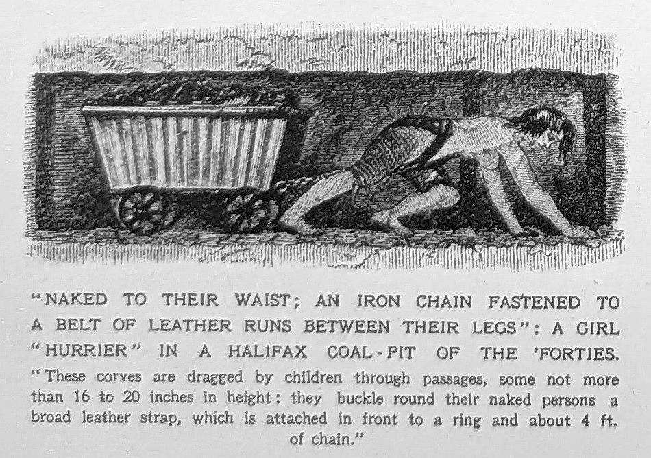 A young girl hurrier in the mines